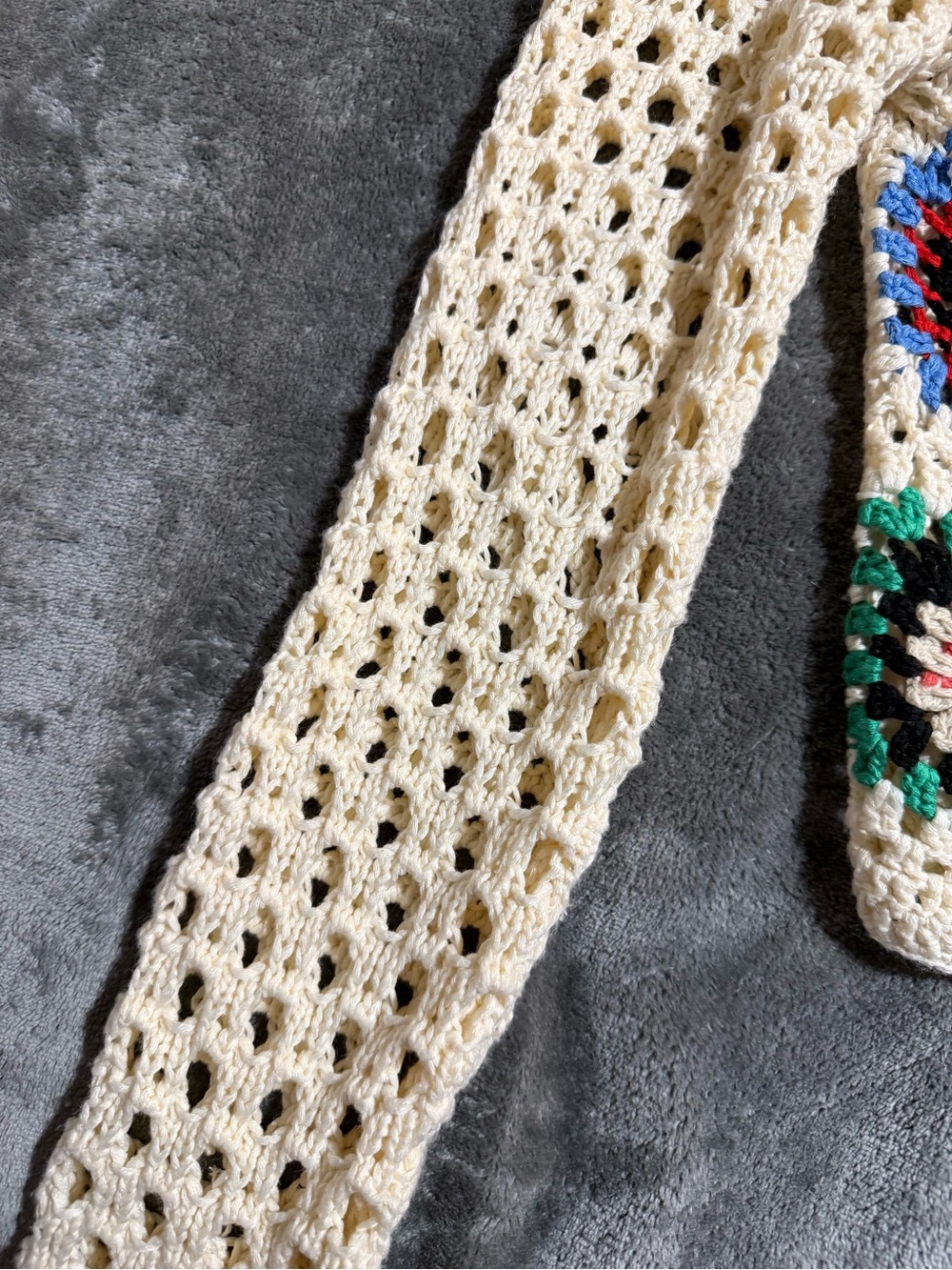 SHEIN Cream Crochet Granny Square Cardigan with Multicolor Accents - Picture 4 of 7